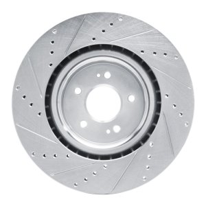 Genesis G70 Brake Rotor (1) - Front Right - R1 Concepts - Drilled & Slotted - Silver - `18-`22